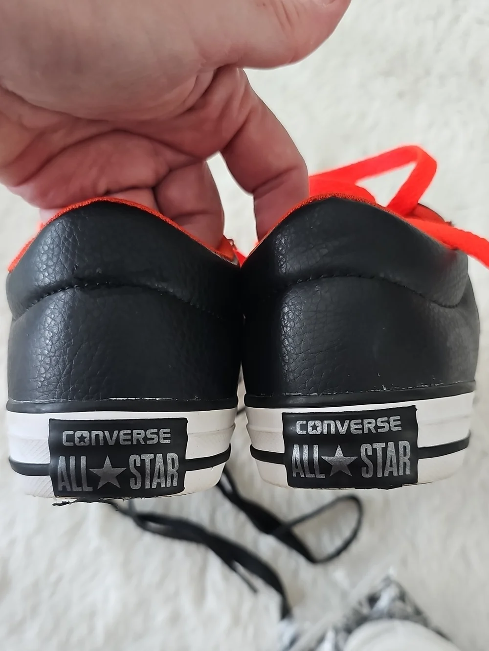 Like New Converse Black Sneakers with Bright Orange Accents Youth Sz 1